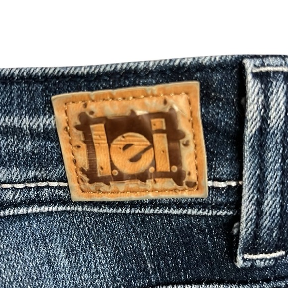 Y2K LEI Sophia Hipster Flare Jean Blue Embroidery Whispered Flap Pockets 13S/29L - Picture 12 of 13